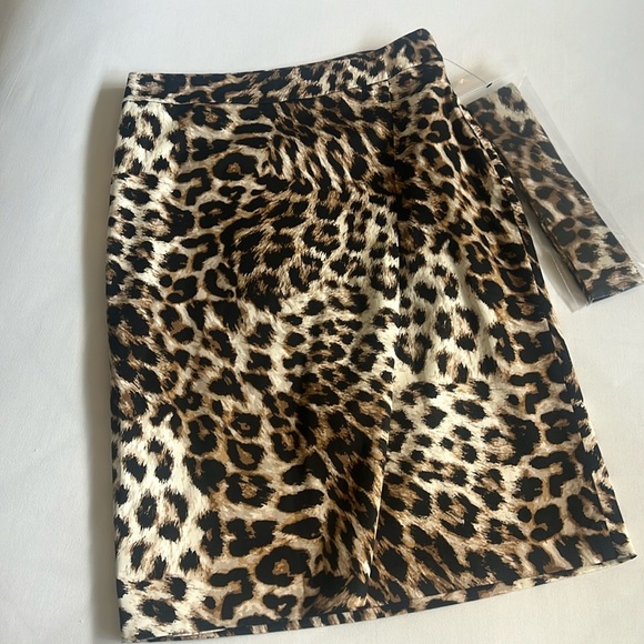 Purr!  Talbots faux wrap animal print pencil skirt - Sz 6 - Picture 2 of 6